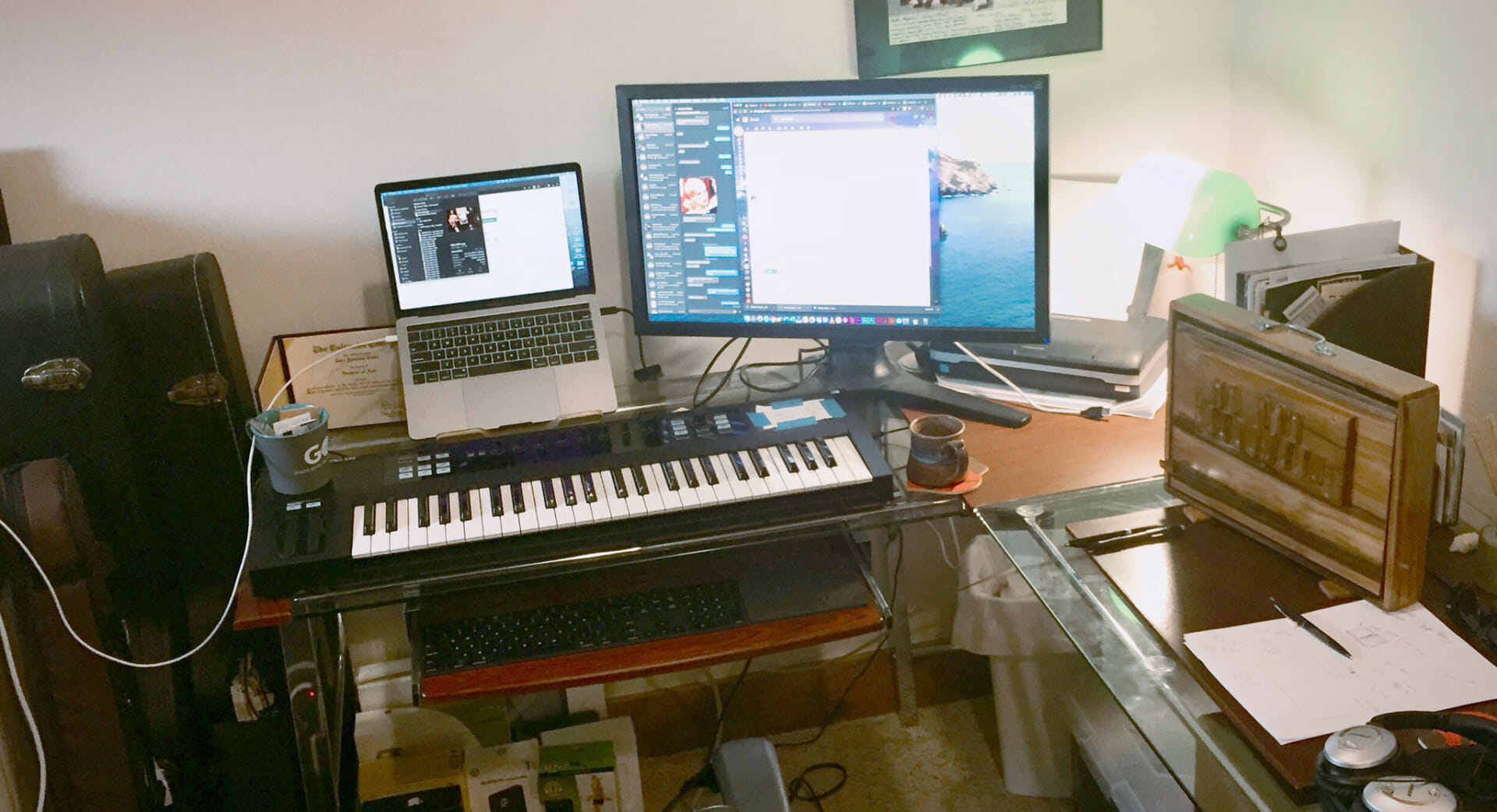 05.2020_Coronovirus_Website_Story_8 Teacher, John Zirkle's, at-home music classroom.